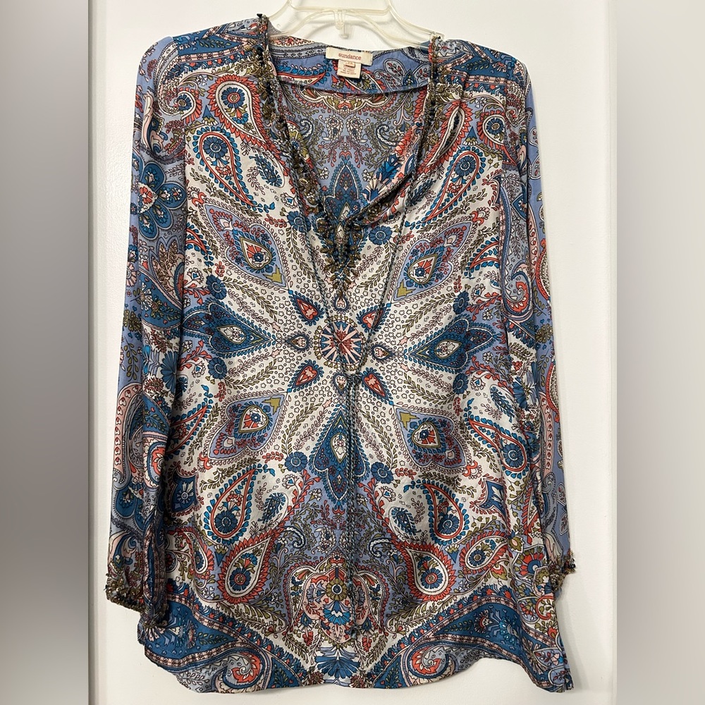 Sundance Silk Tunic Petite Small. Good condition. No known missing beads.